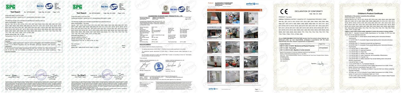 Toy certificate and compliance document sample