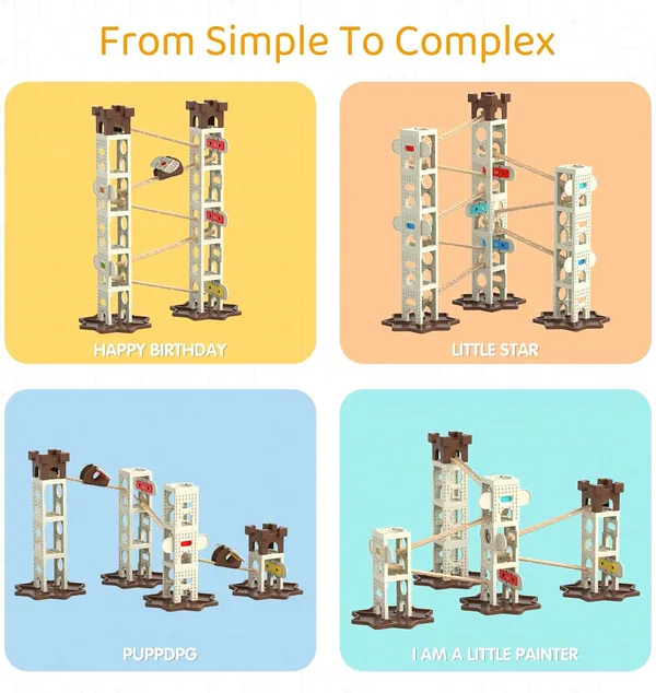 CPS303074-CPS303075-CPS303076-CPS303077 DIY 1:36 Scale Music Marble Run Set Construction Building Bl