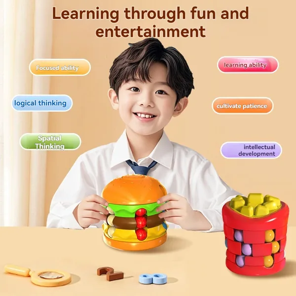 Creative Magic Bean Cube Finger Fidget Puzzle Toy Handheld Spinner Stress Anxiety Relief Ball Game Sensory Toy view 3