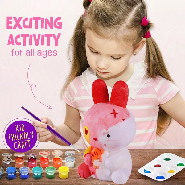 Drawing Toys Set Paint Your Own Bunny Lamp Kit Night Light Kids Crafts Easter Birthday Gifts view 3