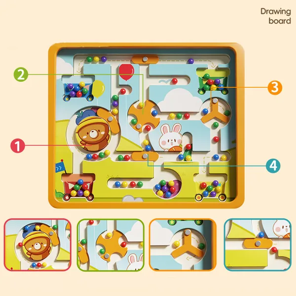 Rabbit Magnetic Color and Number Maze Montessori Toys Magnetic Maze Board Puzzle Activity Toys view 3