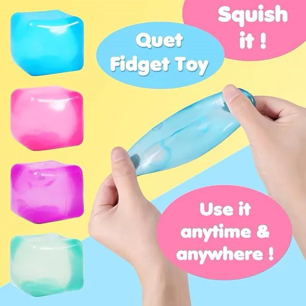 7.5cm Ice Cube Squeeze Stress Ball Slow Rebound Square Squishy Fidget Toy for Anxiety Relief, Sensory Toy for Kids Party Favors view 3
