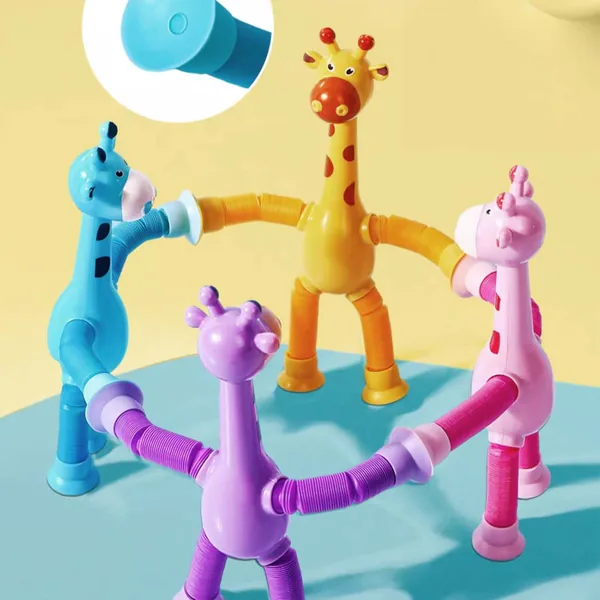 Telescopic Suction Cup Giraffe Toy Funny Pops Tubes Sensory Educational Fidget Toys Pack Anxiety Plastic CPS Toys for Kids view 4