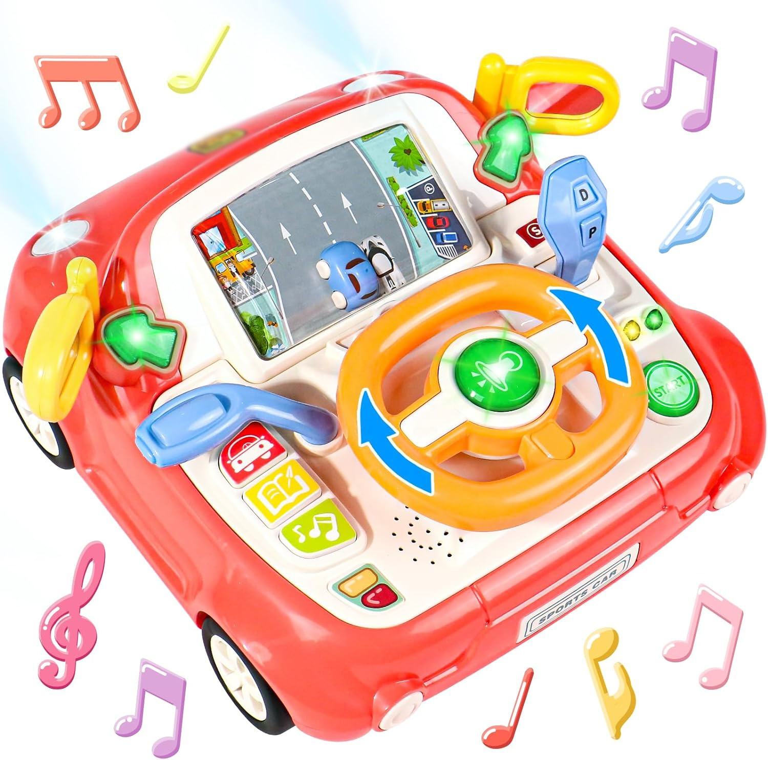 Musical Steering Wheel Toy for Toddlers Interactive Learning Simulation Toys Car Seat Sensory Toy view 2