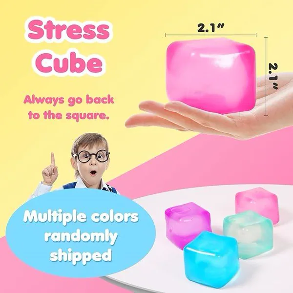 7.5cm Ice Cube Squeeze Stress Ball Slow Rebound Square Squishy Fidget Toy for Anxiety Relief, Sensory Toy for Kids Party Favors view 4