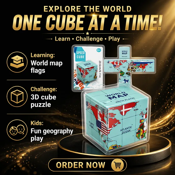World Map Flag 3D Puzzle Cube Geography Brain Teaser Educational Toy view 5