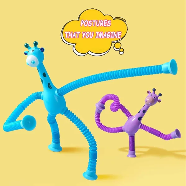 Telescopic Suction Cup Giraffe Toy Funny Pops Tubes Sensory Educational Fidget Toys Pack Anxiety Plastic CPS Toys for Kids view 2