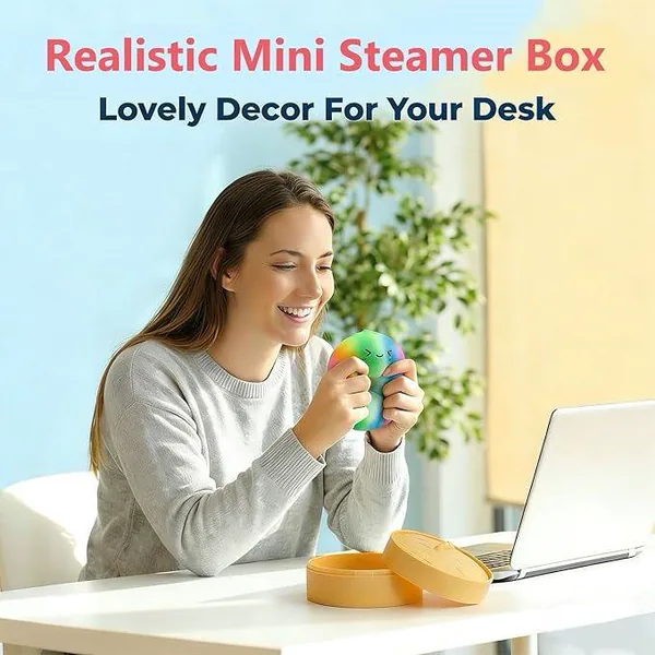 Colorful Silicone Dumpling Squishies Fidget Toy with Steamer Box Soft Squeeze for Anxiety Relief and Kids view 2