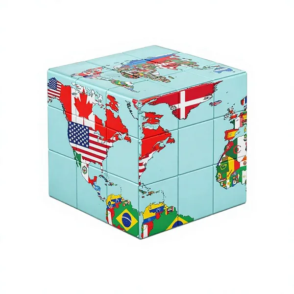 World Map Flag 3D Puzzle Cube Geography Brain Teaser Educational Toy