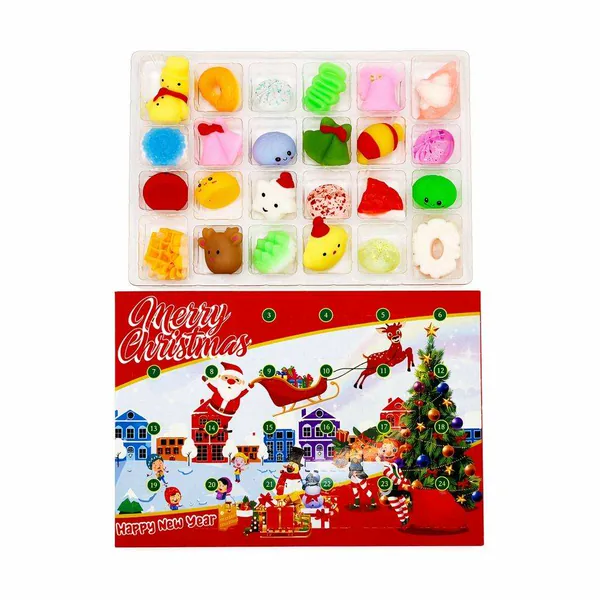 Christmas Advent Calendar 24 Days Countdown Squeeze Toy Mochi Squishy Stress Relief Surprise Blind Box Kids Holiday Gift
