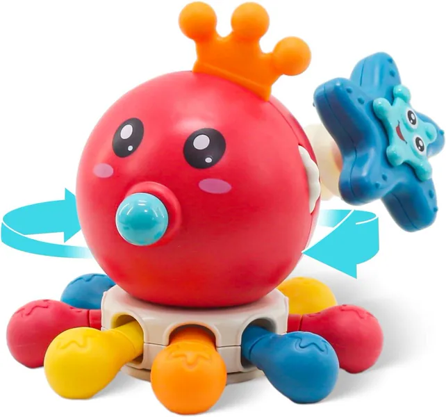 Baby Montessori Teether Toys Infant Tummy Time Sensory Rattle Pull String Finger Squeeze Octopus Toys Gifts view 4