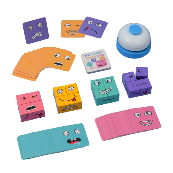 NEW Wooden Face Changing Magical Cubes Expression Puzzle Building Blocks Matching Game Toys view 4