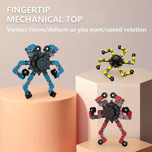 Ecompression Fingertip Spinner Spining Top Toys Deformable Robot Bearing Fidgets Sensory Toys Spiral Spinner view 4