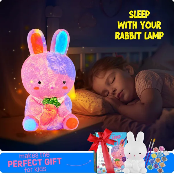 Drawing Toys Set Paint Your Own Bunny Lamp Kit Night Light Kids Crafts Easter Birthday Gifts view 4