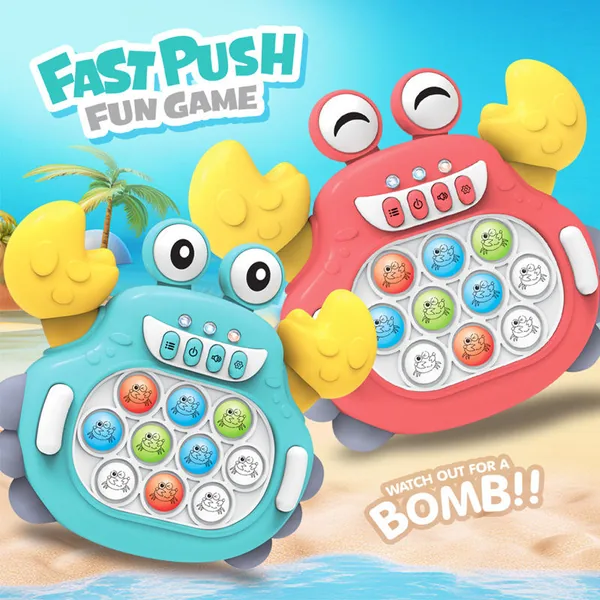 Squeeze Toys Fast Push Light up Console Game Fast Push It Fidgets Toy Pops in Electronic Quicks Push Bubble Puzzle Game Toy view 4