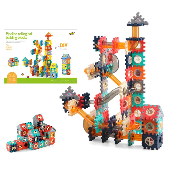 182pcs STEM Marble Race Track Educational Marble Maze Game Building Blocks Kit DIY Marble Runs Blocks for Kids view 3