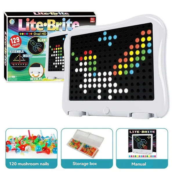 3D Mushroom Nail Glow Board DIY Educational Plug-in Toy LED Night Light Board Children's Stress Relief Toy view 5