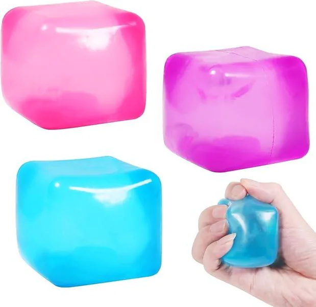 7.5cm Ice Cube Squeeze Stress Ball Slow Rebound Square Squishy Fidget Toy for Anxiety Relief, Sensory Toy for Kids Party Favors