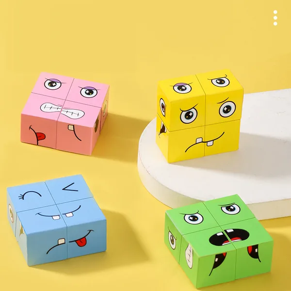 Plastic Expressions Matching Block Puzzle Educational Games Montessori STEM Toy for 5 to 7 Years Old Kids Preschool Face Change view 2