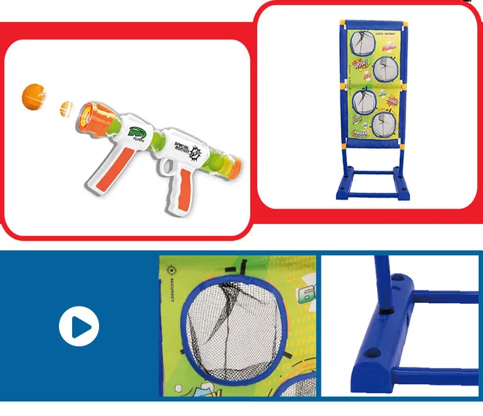 Air Power Remote Shooting Soft Bullets Gun Kids Indoor Shoot Sport Game Eva Ball Air Pump Gun Toy Set With Target Frame for Kid view 4