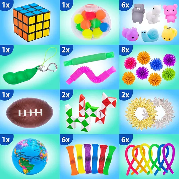 50pcs Fidgets Toys Pack Anti Stress Squeeze Sensory Toys for Kids Christmas Fidgets Toys view 6