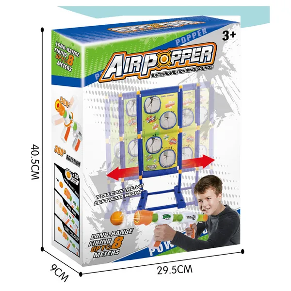 Air Power Remote Shooting Soft Bullets Gun Kids Indoor Shoot Sport Game Eva Ball Air Pump Gun Toy Set With Target Frame for Kid view 2