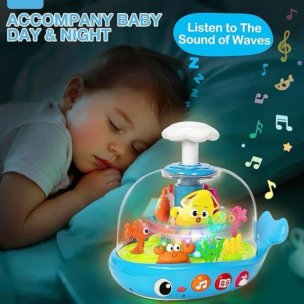 Whale Sensory Spinner Toy for Baby Light up Rotating Play with Music Safe ABS Early Learning Educational Toys view 8