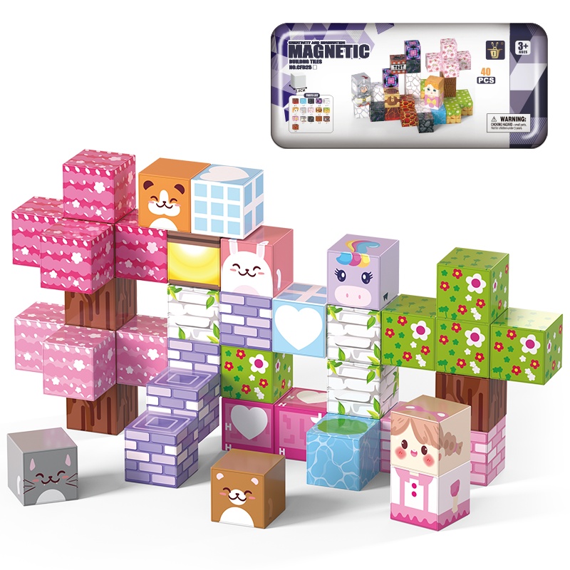 40pcs Magnetic Building Blocks Stacking Toys for Kids Learning Magnet Cube Toys 20mm Montessori STEM Magnetic Blocks Set view 2