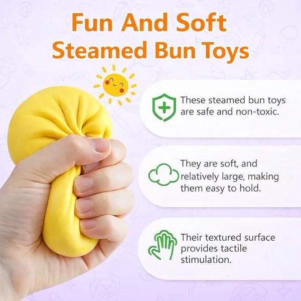 Dumpling Squishies Toy Dumpling Squish Cute Anxiety Relief Fidget Toy with Steamer Box,Soft Squeeze for Kids view 6