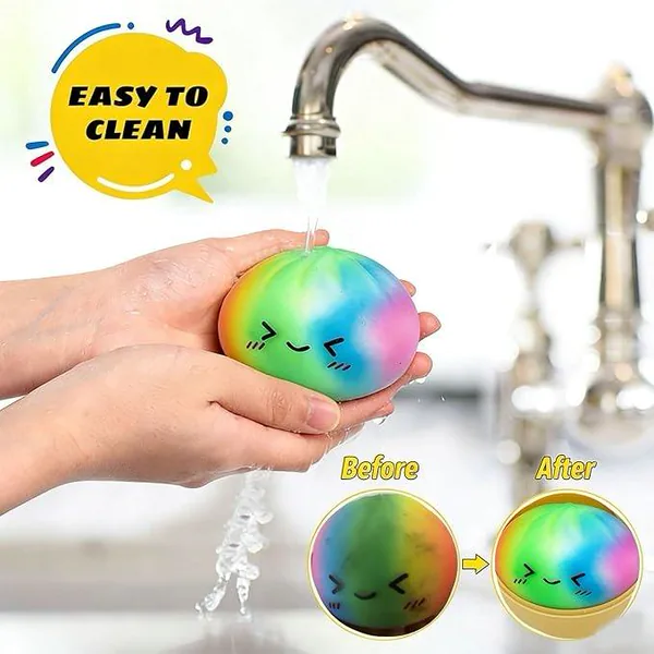 Colorful Silicone Dumpling Squishies Fidget Toy with Steamer Box Soft Squeeze for Anxiety Relief and Kids view 3