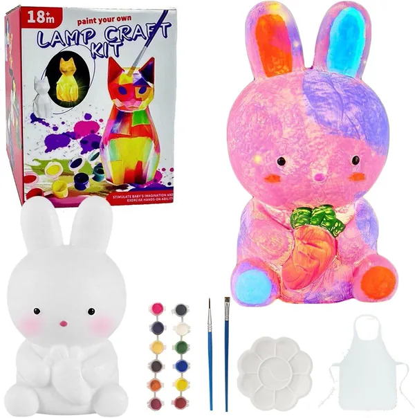 Drawing Toys Set Paint Your Own Bunny Lamp Kit Night Light Kids Crafts Easter Birthday Gifts view 5