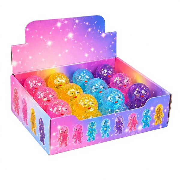 Glitter Squishy Doll Stress Ball Soft Squeeze Toy Cute Mini Fidget Figure for Kids and Adults view 2