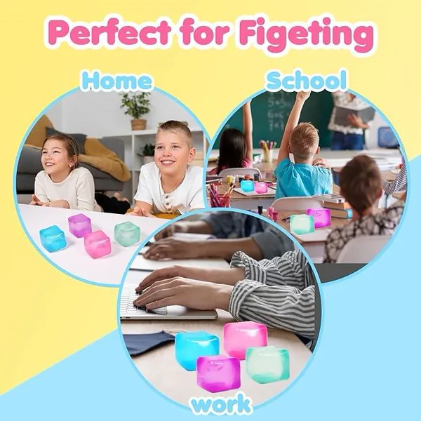 7.5cm Ice Cube Squeeze Stress Ball Slow Rebound Square Squishy Fidget Toy for Anxiety Relief, Sensory Toy for Kids Party Favors view 6