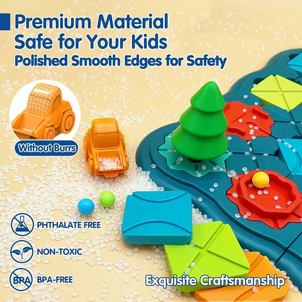 Kids Road Maze Board Game Set with Building Blocks Puzzle Challenge Educational Toy Gift for Boys Girls view 6