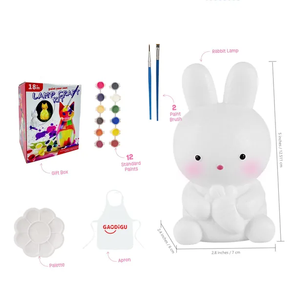 Drawing Toys Set Paint Your Own Bunny Lamp Kit Night Light Kids Crafts Easter Birthday Gifts view 6