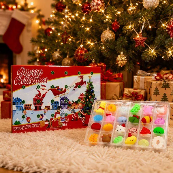 Christmas Advent Calendar 24 Days Countdown Squeeze Toy Mochi Squishy Stress Relief Surprise Blind Box Kids Holiday Gift view 3