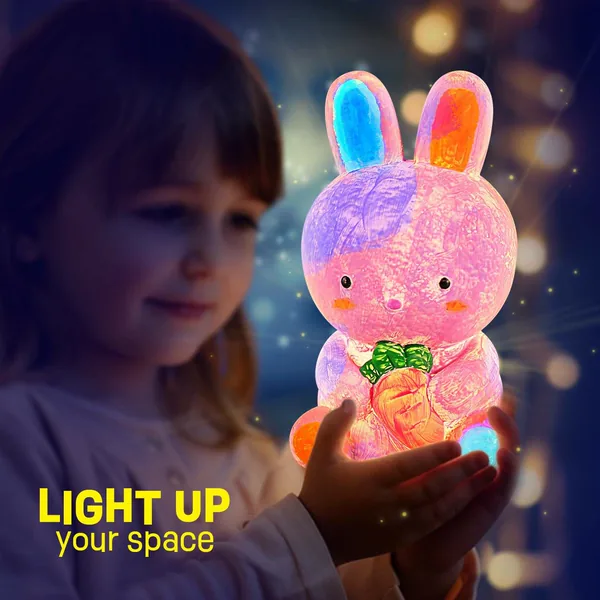 Drawing Toys Set Paint Your Own Bunny Lamp Kit Night Light Kids Crafts Easter Birthday Gifts