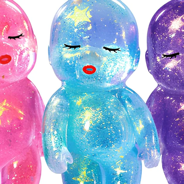 Glitter Squishy Doll Stress Ball Soft Squeeze Toy Cute Mini Fidget Figure for Kids and Adults view 4