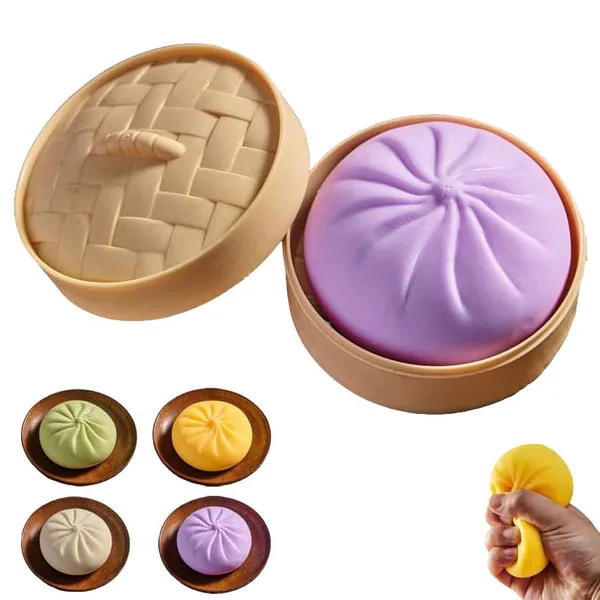 Dumpling Squishies Toy Dumpling Squish Cute Anxiety Relief Fidget Toy with Steamer Box,Soft Squeeze for Kids view 10
