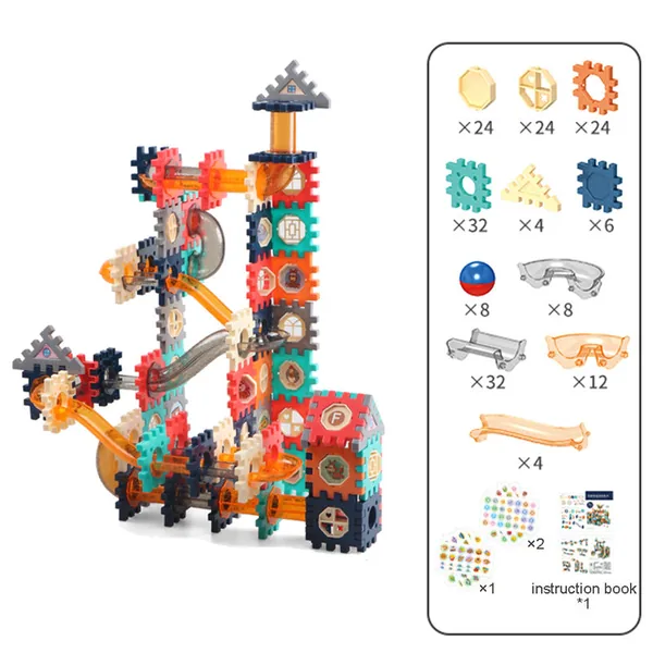 182pcs STEM Marble Race Track Educational Marble Maze Game Building Blocks Kit DIY Marble Runs Blocks for Kids view 6