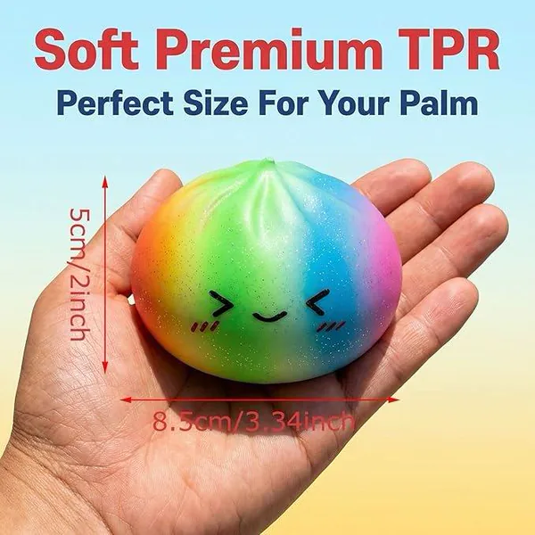 Colorful Silicone Dumpling Squishies Fidget Toy with Steamer Box Soft Squeeze for Anxiety Relief and Kids view 6