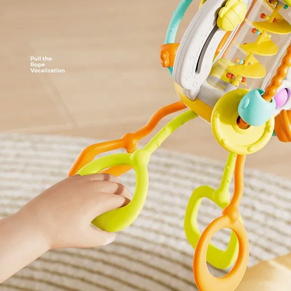 Baby Educational Shake Teether Ball Toys Sensory Bubble Popping Game Multiple Activity Pull String Toys for Kids view 2