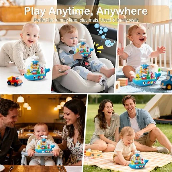 Whale Sensory Spinner Toy for Baby Light up Rotating Play with Music Safe ABS Early Learning Educational Toys view 6