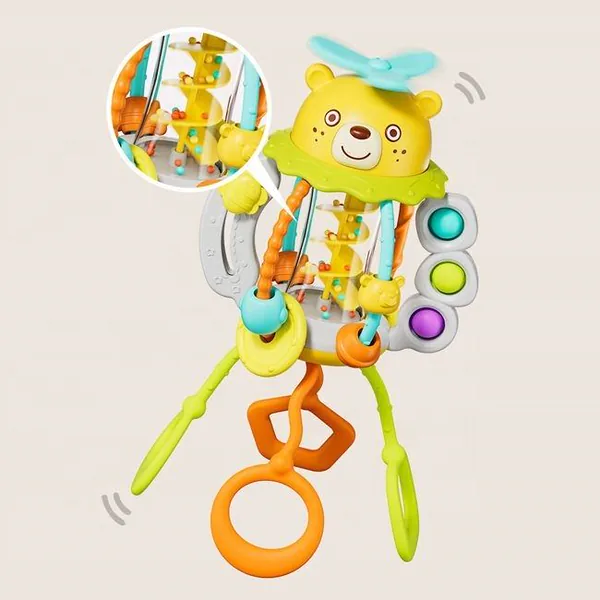 Baby Educational Shake Teether Ball Toys Sensory Bubble Popping Game Multiple Activity Pull String Toys for Kids view 3