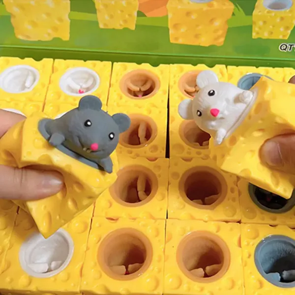 Squeeze Mouse Cheese Block Squeeze Anti-stress Toy Hide and Seek Figures Stress Relief Fidgets Toys