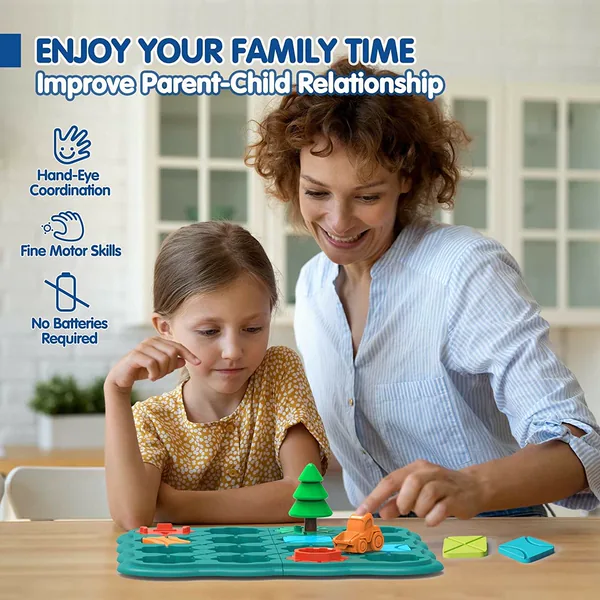 Kids Road Maze Board Game Set with Building Blocks Puzzle Challenge Educational Toy Gift for Boys Girls view 5