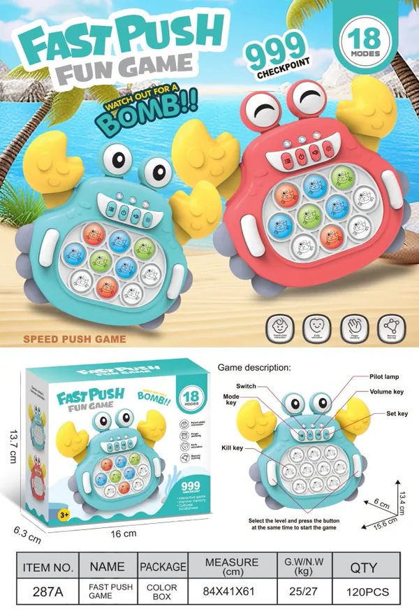 Quick Push Bubble Competitive Game Console Fidget Toy Astronaut Speed POPS Light up Fast Electronic Bubble Puzzle Game view 6