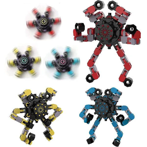 Ecompression Fingertip Spinner Spining Top Toys Deformable Robot Bearing Fidgets Sensory Toys Spiral Spinner view 2