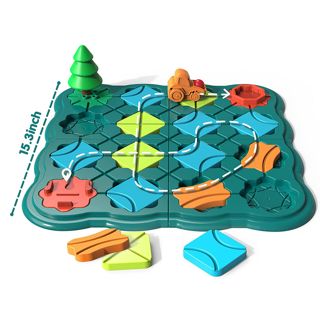 Kids Road Maze Board Game Set with Building Blocks Puzzle Challenge Educational Toy Gift for Boys Girls
