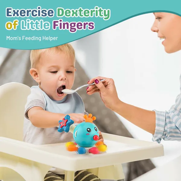 Baby Montessori Teether Toys Infant Tummy Time Sensory Rattle Pull String Finger Squeeze Octopus Toys Gifts view 2